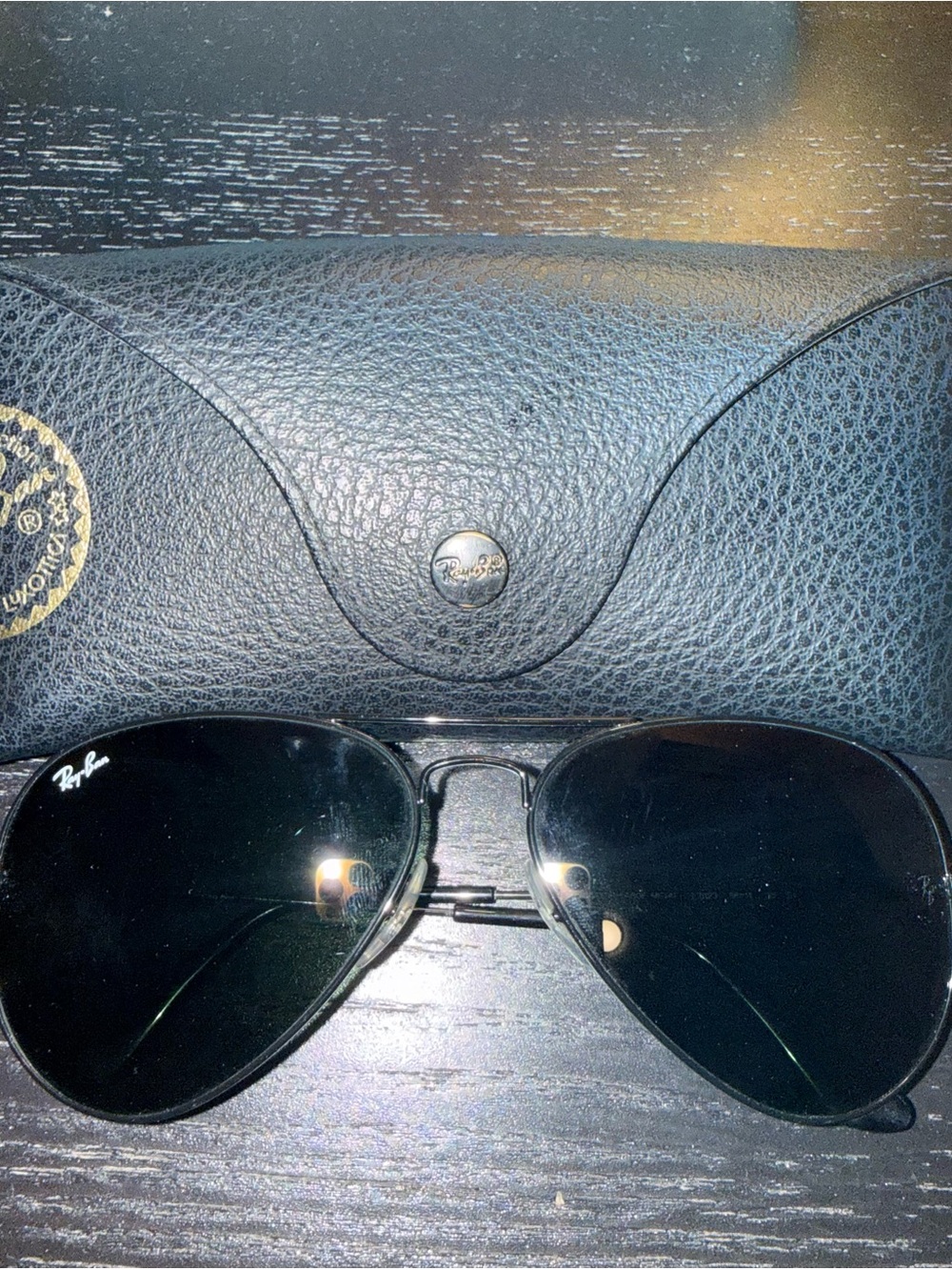 Ray-Ban Black Aviator Sunglasses with Black Lenses